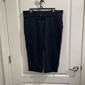 Eddie Bauer Women's Cropped Jogger Sweatpants Black Size L Casual Drawstring